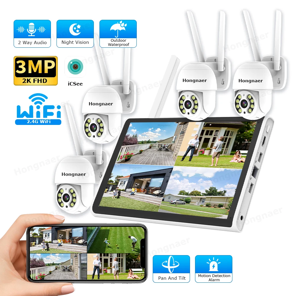 Home Security Kit - 2026 Hongnaer 3MP 4 Channel WiFi