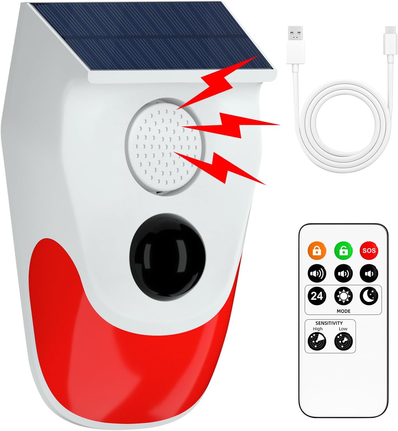 Home Security Blink - Solar Motion Sensor Outdoor Alarm,Adjustable Sensitivity