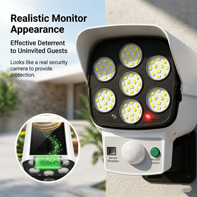 Home Yard Security Cameras - Solar Powered Dummy Security Camera with