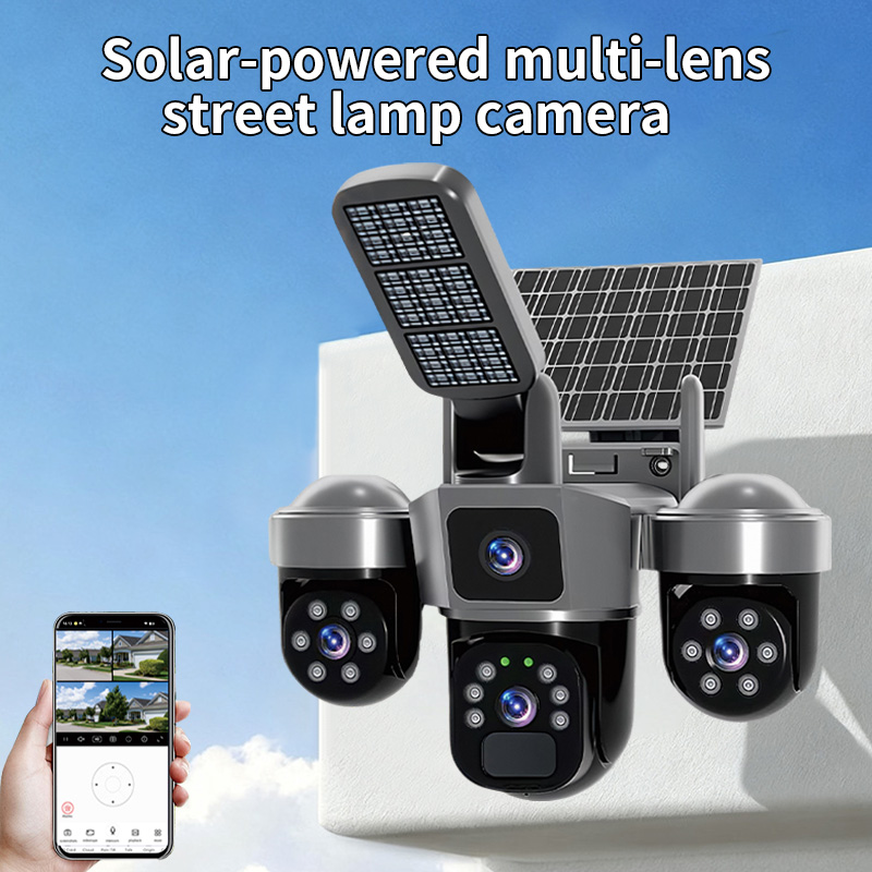 6MP V380 APP Solar Power Tripl - Home Security Flood Lights 评论和价格