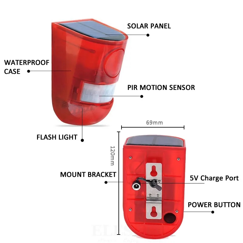 Waterproof Solar Powered Alarm - Home Security Blink 评论和价格
