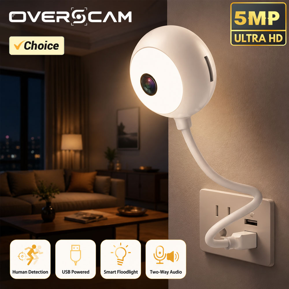 5MP Mini WiFi USB Plug In IP C - Home Security Flood Lights 评论和价格