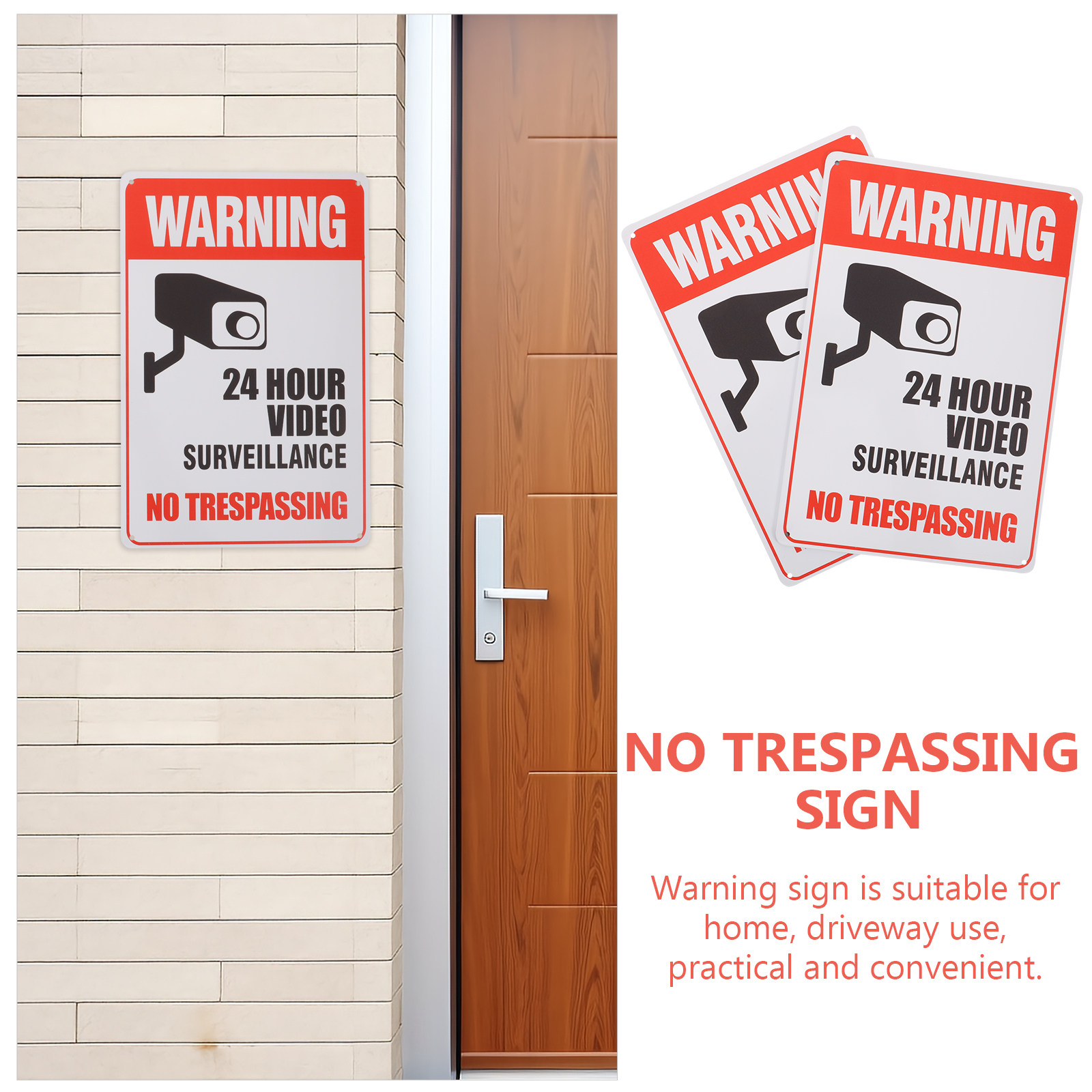 2Pcs No Trespassing Sign Sturd - Home Yard Security Cameras 评论和价格