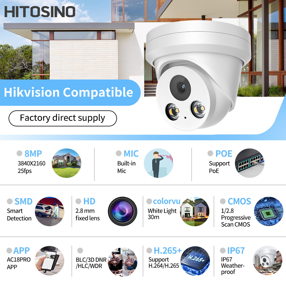 Hikvision Compatible 8MP 4K IP - Home Security Hikvision 评论和价格
