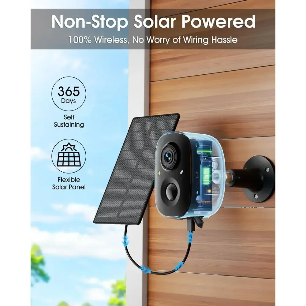 2K Solar Security Cameras Wire - Home Security No Monthly Fee 评论和价格